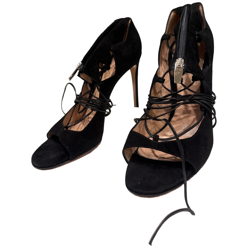 Gianvito Rossi Frantic 105 Suede Lace-Up Strappy Womens Stiletto Sandals Shoe 40